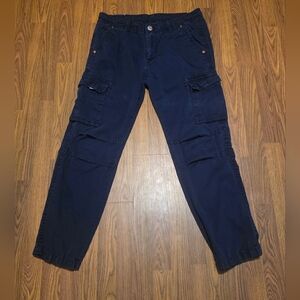 True Religion Cargo Big T Pants Mens 36 Navy Blue Utility Straight Streetwear